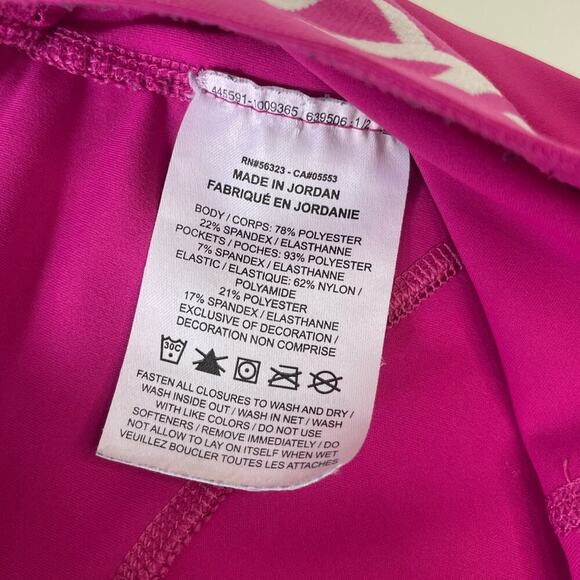 Nike Pro Dri-fit Women's Medium 3" Hi Waisted Active Pink White Pockets - Picture 9 of 10